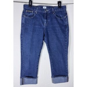 Calvin Klein Jeans Womens Size 8 Cropped Capri Denim Blue Cuffed CK Casual Pants